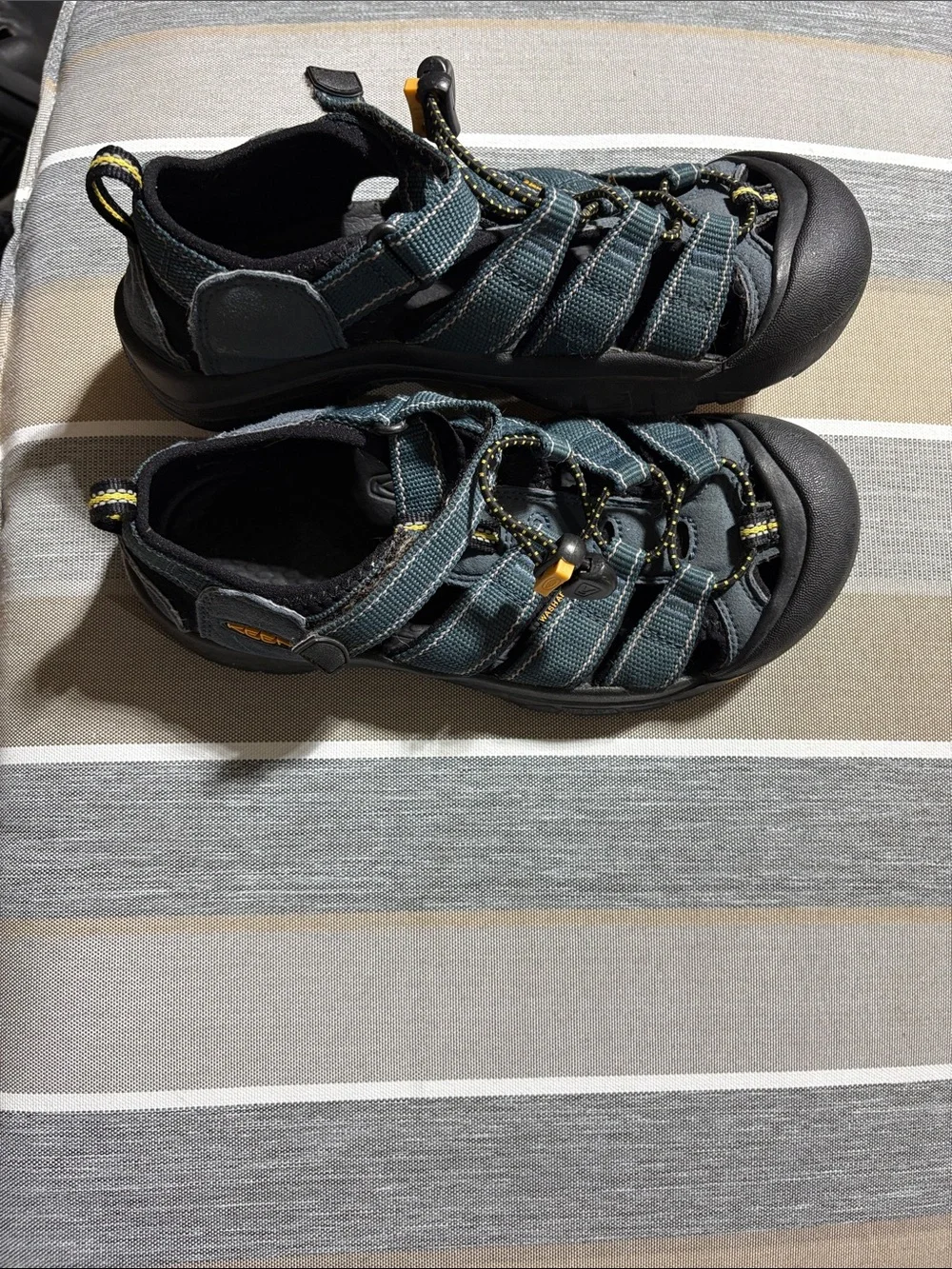 Keen Kids Teal and Black Closed-Toe Sandals with Yellow Accents